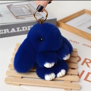 NEW Royal Blue  Fur Bunny Bag Charm / Keychain